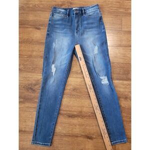 YMI Skinny Jeans Blue Distressed Curvy Fit‎ High Rise Junior's Size 11/30